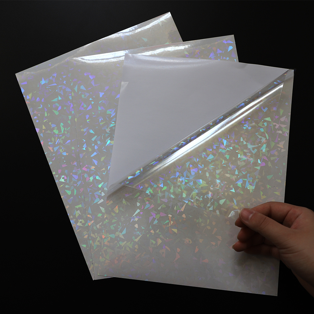 Custom Self Adhesive Clear Hologram Bopp Frost Glitter Cold Lamination Film A3 A4 Transparent Holographic Film Sticker