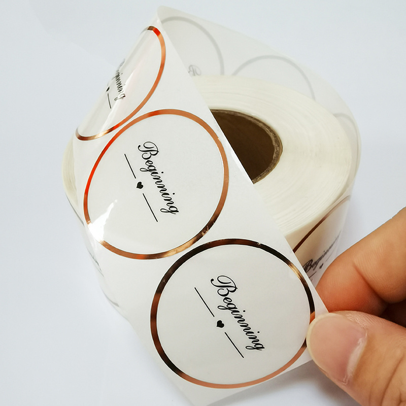 Etiquettes Custom Self Adhesive Customized Printing Transparent Logo Waterproof Clear Gold Foil Cosmetic Jar Round Sticker Label