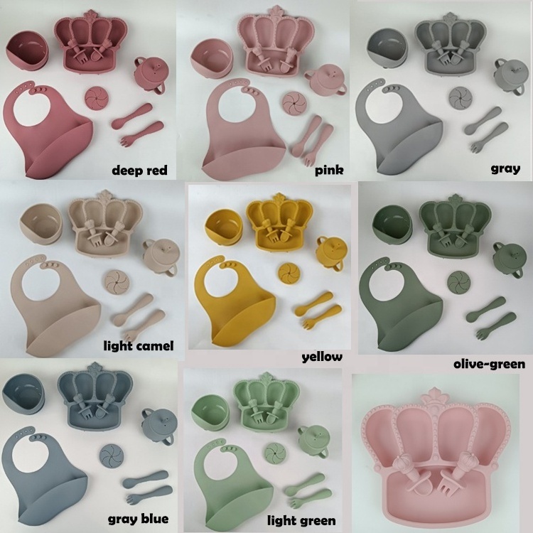 China Wholesale Silicone Bib Silicone Kids Dinning Tableware Silicone Suction Bowel Plate Feeding Set