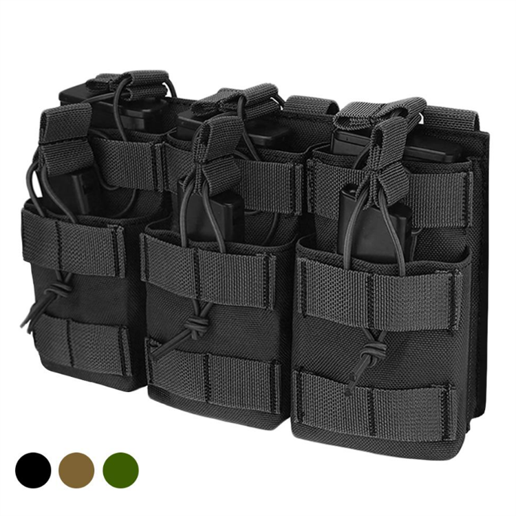 Tactical Molle Triple Magazine Pouch Double-Layer Mag Pouches Universal Cartridge Holder