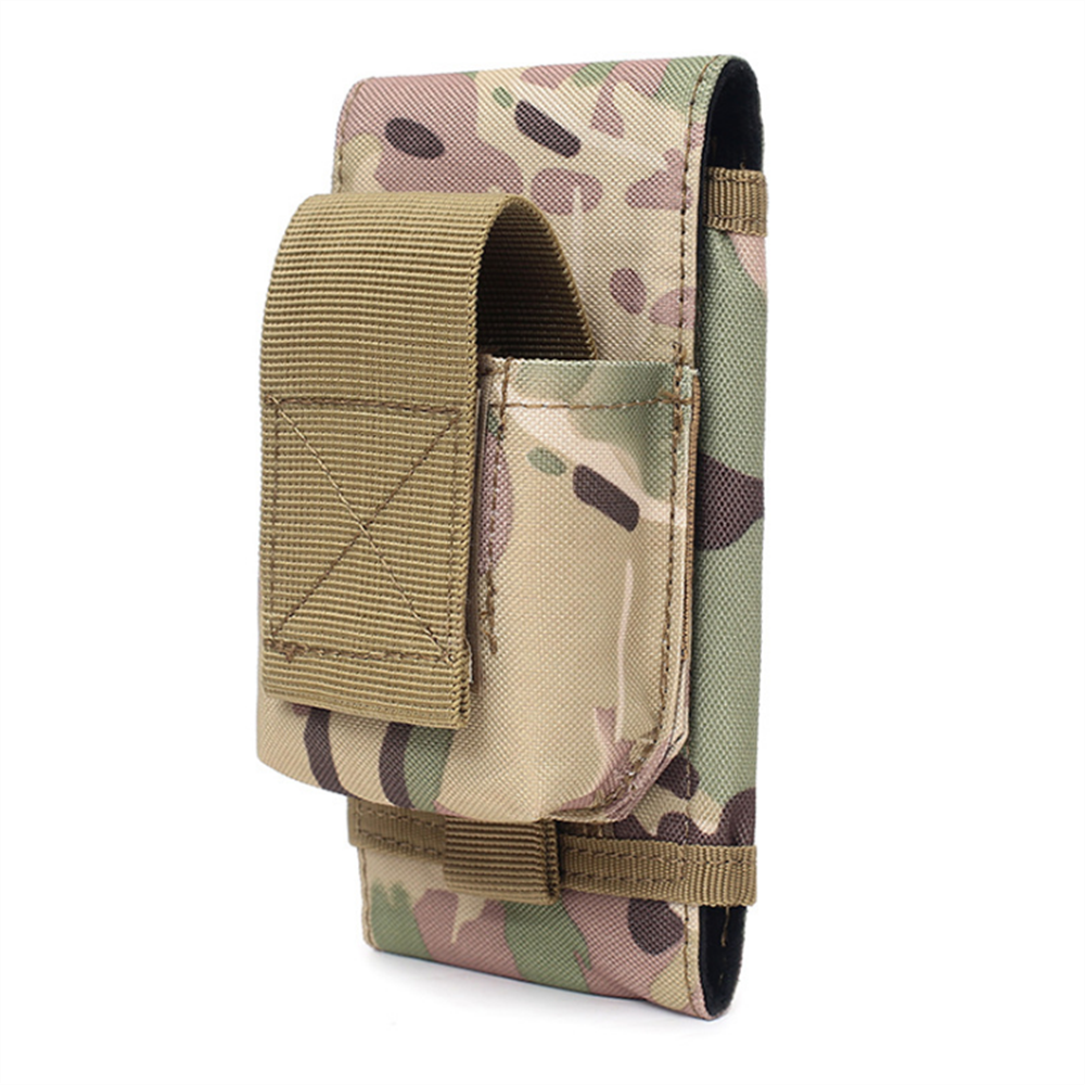 Tactical Molle Phone Pouch with Cigarette Bag 6.5in Smartphone Holder Case Utility EDC Gear Bag Compact Waist Fanny Pack