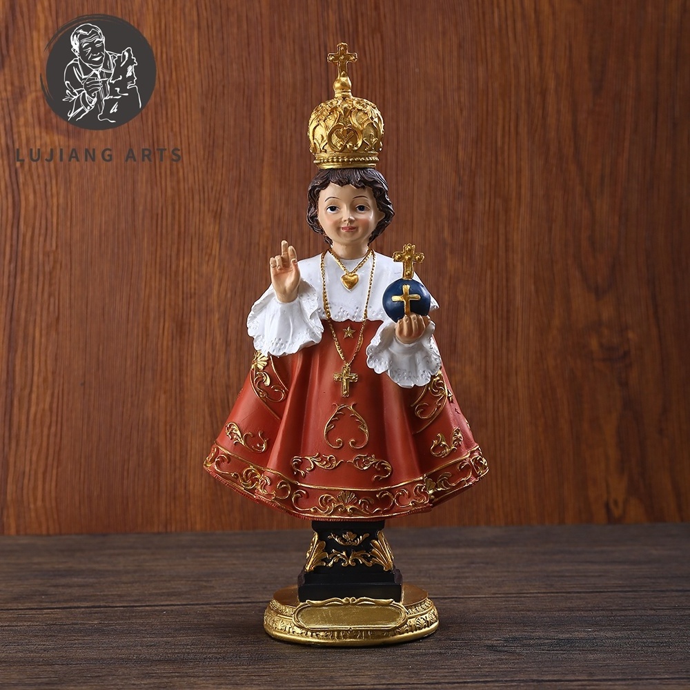 11.8 inch Infant Jesus of Prague Statue Resin Jesus Sculpture Decoration Infant Jesus of Prague on Base Figurine Religious Gift