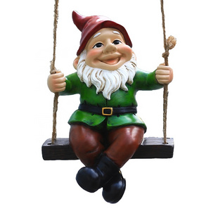 8.2inch Gnomes Hanging Swing Climbing Resin Gnome Sculpture Decoration Gnome Hanging Swing Statue Garden Gift