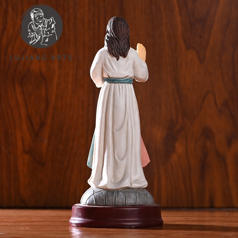 5.3 inch Jesus Christ Statue Resin Jesus Sculpture Decoration Divine Mercy Lord Jesus Christ on Base Figurine Religious Gift