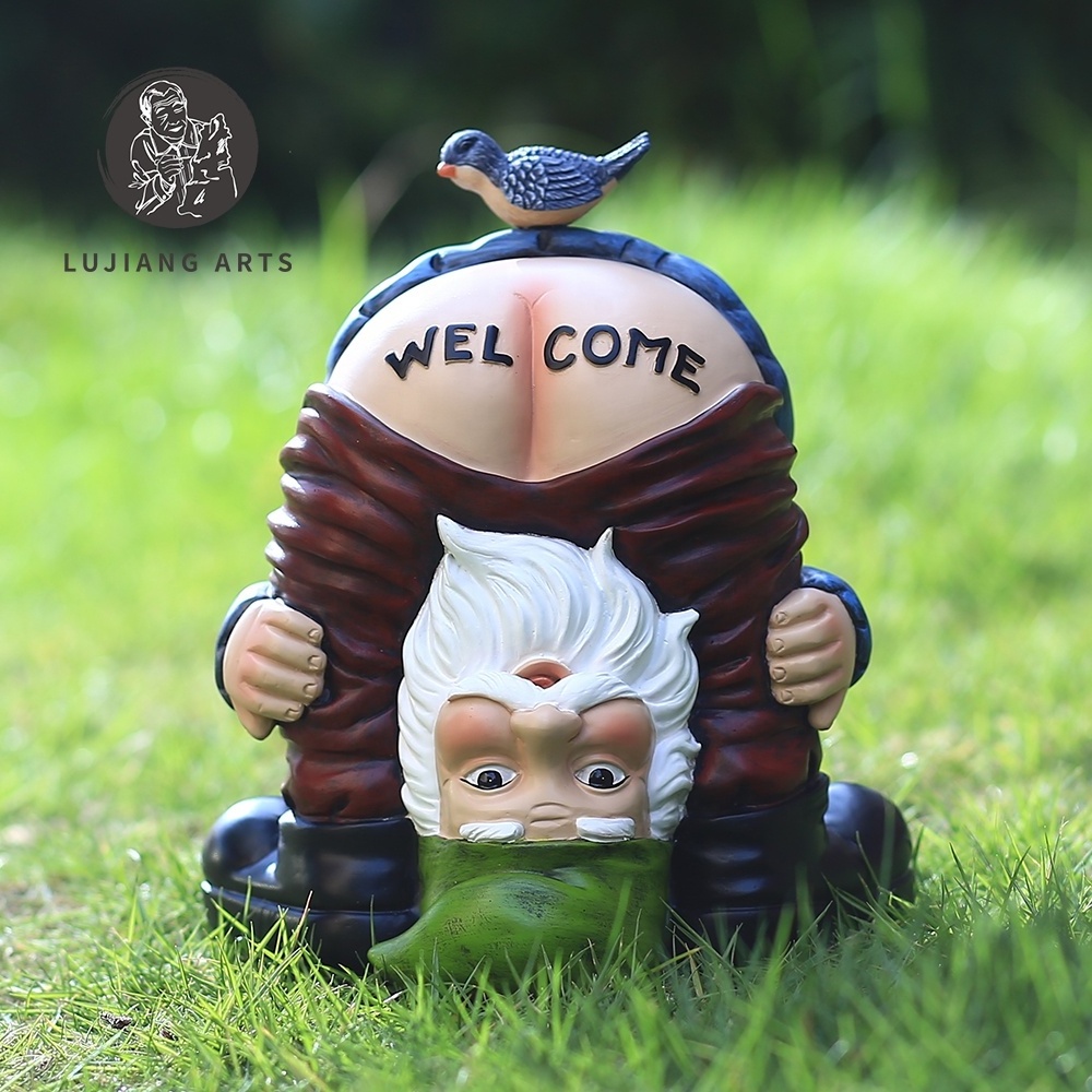 7inch Gnome Handstand Welcome Statue Resin Gnome Sculpture Decoration Funny Gnome Handstand Welcome Figurine Garden Gift