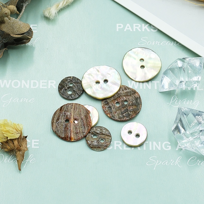 Wholesale Gold natural abalone shell 2-holes buttons Natural shell Shirt buttons for clothing buttons for clothing