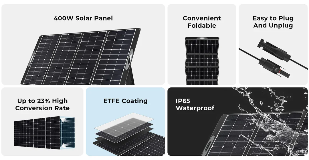 Oukitel PV400 400w Portable Solar Panel IP68 Waterproof Outdoor Camping Foldable Solar Panel ECO Monocrystalline Silicon Solar