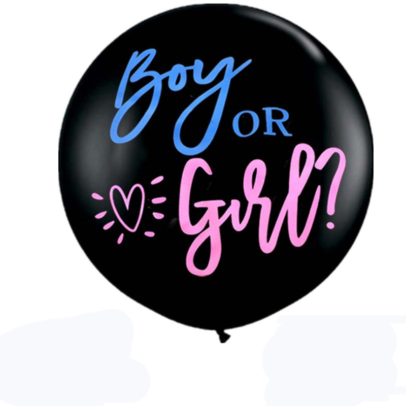 36 inch Gender Reveal Baby Shower Confetti Balloons Black Boy or Girl Balloon with Blue Pink Confetti for Baby Shower Party