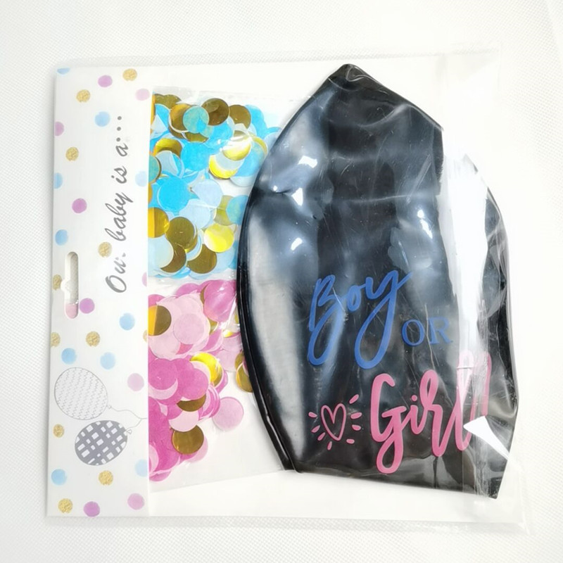 36 inch Gender Reveal Baby Shower Confetti Balloons Black Boy or Girl Balloon with Blue Pink Confetti for Baby Shower Party