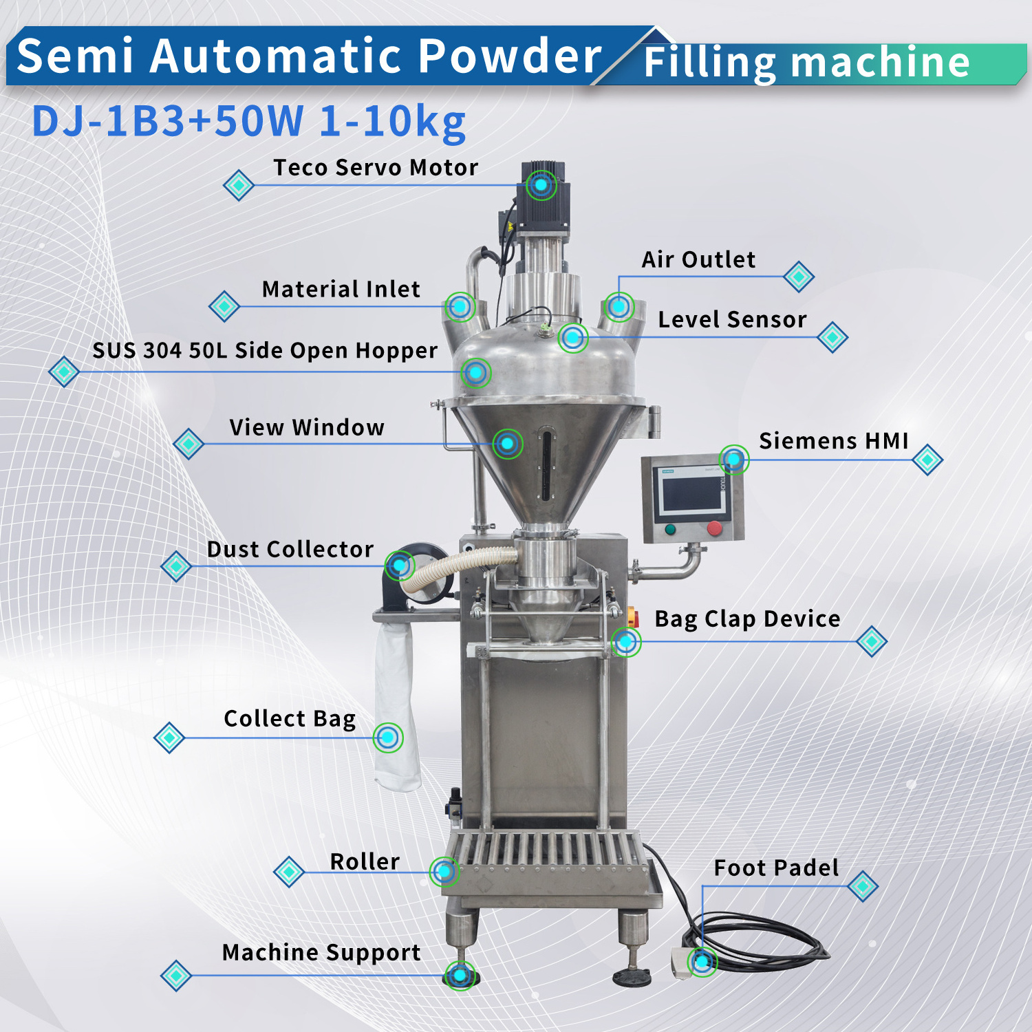 Semi Automatic 10kg Milk Detergent Washing Powder Filling Machine