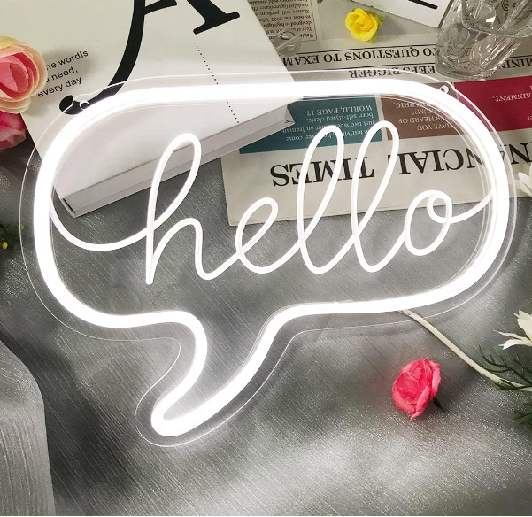 Hello Neon Sign for Wall Decor Dimmer Led Neon Light Signs for Home Wall Shop Window Powered by USB