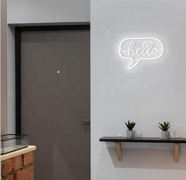 Hello Neon Sign for Wall Decor Dimmer Led Neon Light Signs for Home Wall Shop Window Powered by USB