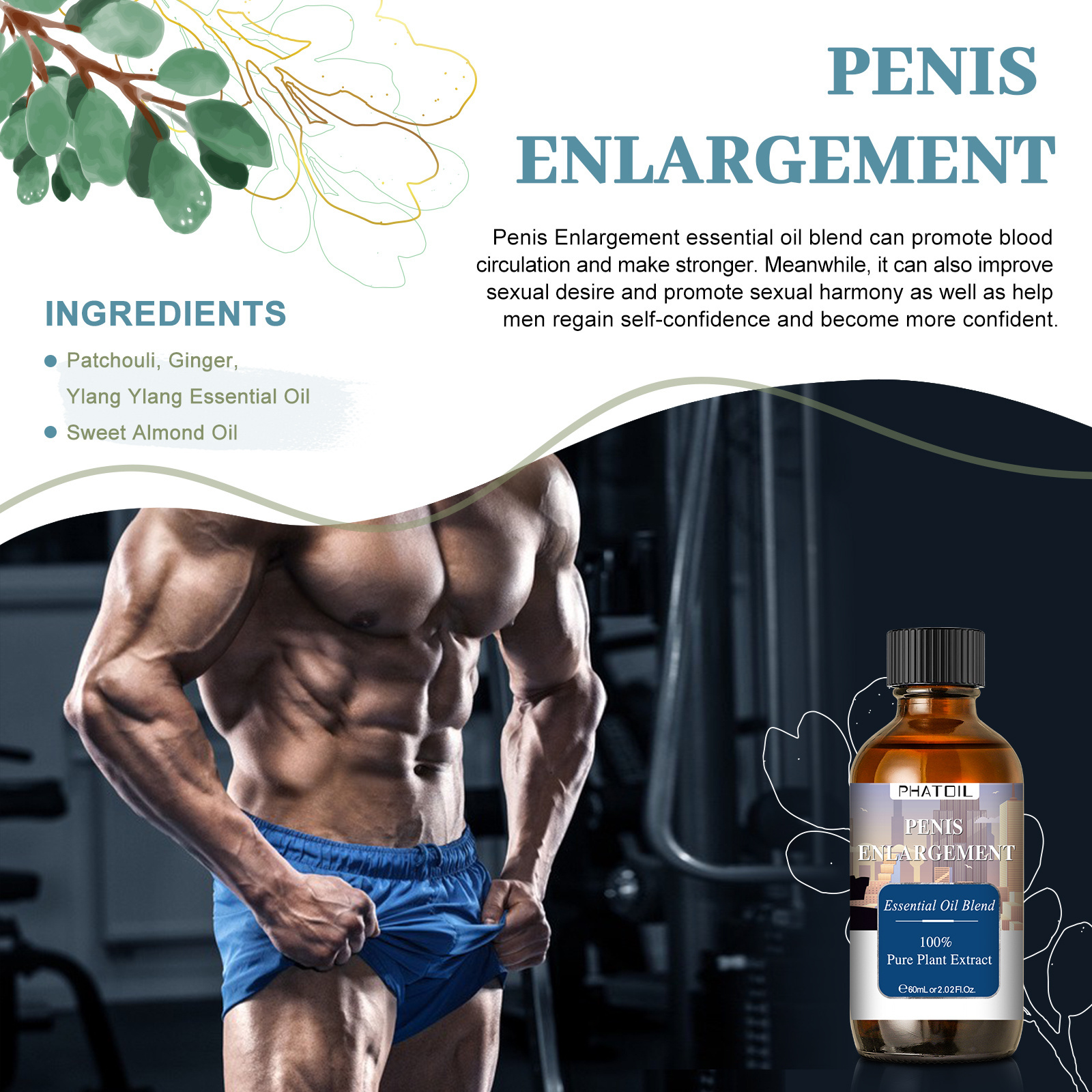 Top 10 Drop Shipping Men's Penis Enlargement Oil Increase Penis Size Penis Enlargement Oil For Sex Life sex oil