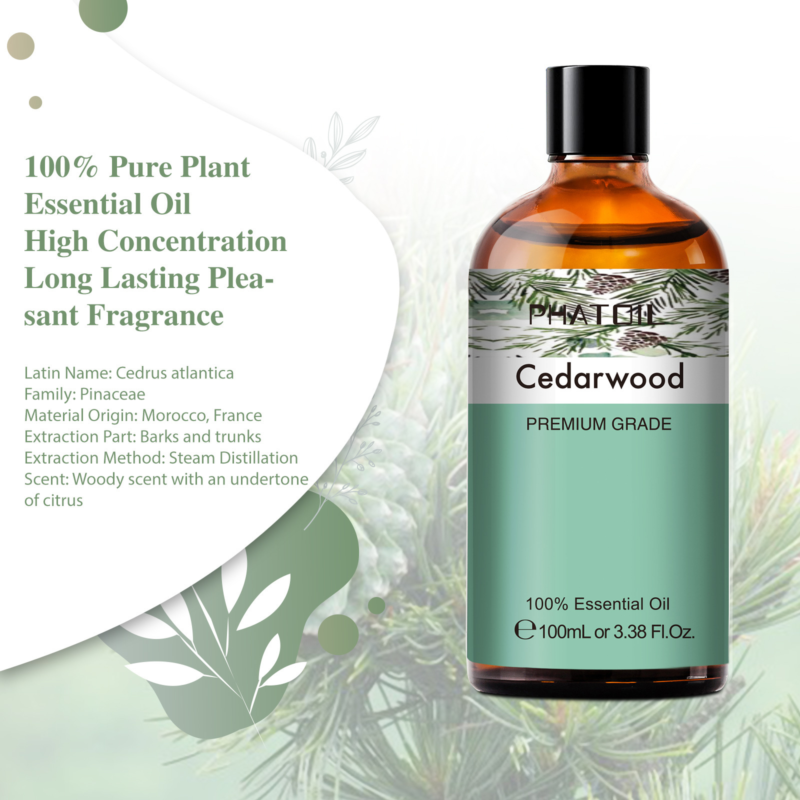 100ML Cedarwood  Essential Oil Wholesale 100% Pure Plant Essential Oil For Aroma Diffuser