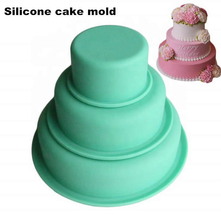 DLC046 Wholesale three-layer round Cake mold platinum silicone baking mold pizza cake chassis silicone molds