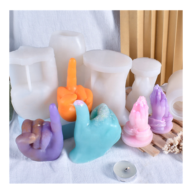 DLW012 Diy Peace Sign Hand Gesture Victory Silicone Mold Middle Finger Sculpture Candle Art Design Hand Candle Mold