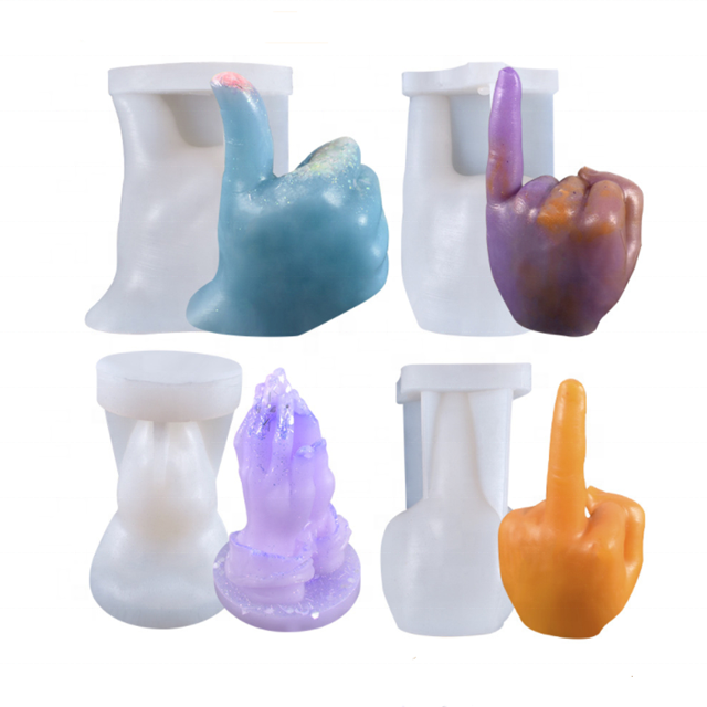 DLW012 Diy Peace Sign Hand Gesture Victory Silicone Mold Middle Finger Sculpture Candle Art Design Hand Candle Mold