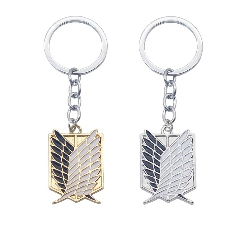 Attack On Titan Keychain Wings of Liberty Freedom Scouting Legion Eren Keyring Key Holder Chain Ring New Anime Jewelry Wholesale