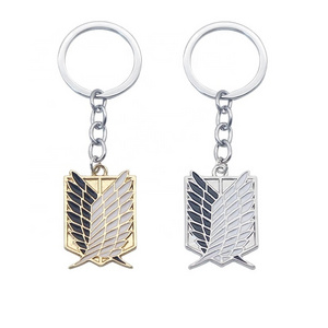 Attack On Titan Keychain Wings of Liberty Freedom Scouting Legion Eren Keyring Key Holder Chain Ring New Anime Jewelry Wholesale