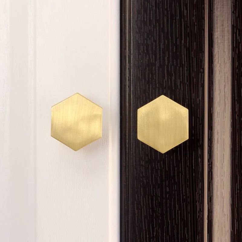 Gold Antique Brass Hexagon Knobs Cabinet Door Handle Dresser Knobs Drawer Pulls Furniture Hardware