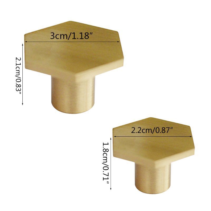 Gold Antique Brass Hexagon Knobs Cabinet Door Handle Dresser Knobs Drawer Pulls Furniture Hardware