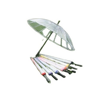 16 bones long handle transparent umbrella semi automatic parachute parachute for male and female windproof umbrella