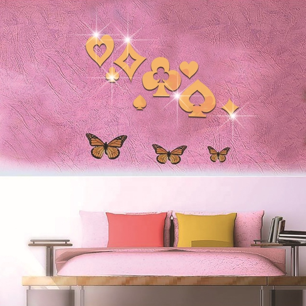 DIY home decoration square heart mirror wall sticker acrylic wall sticker