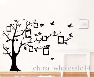 Large 180*250cm Black 3D DIY Photo Tree PVC Wall Decals/Adhesive Family Wall Stickers Mural Art Home Decor