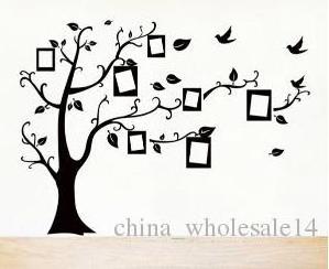 Large 180*250cm Black 3D DIY Photo Tree PVC Wall Decals/Adhesive Family Wall Stickers Mural Art Home Decor