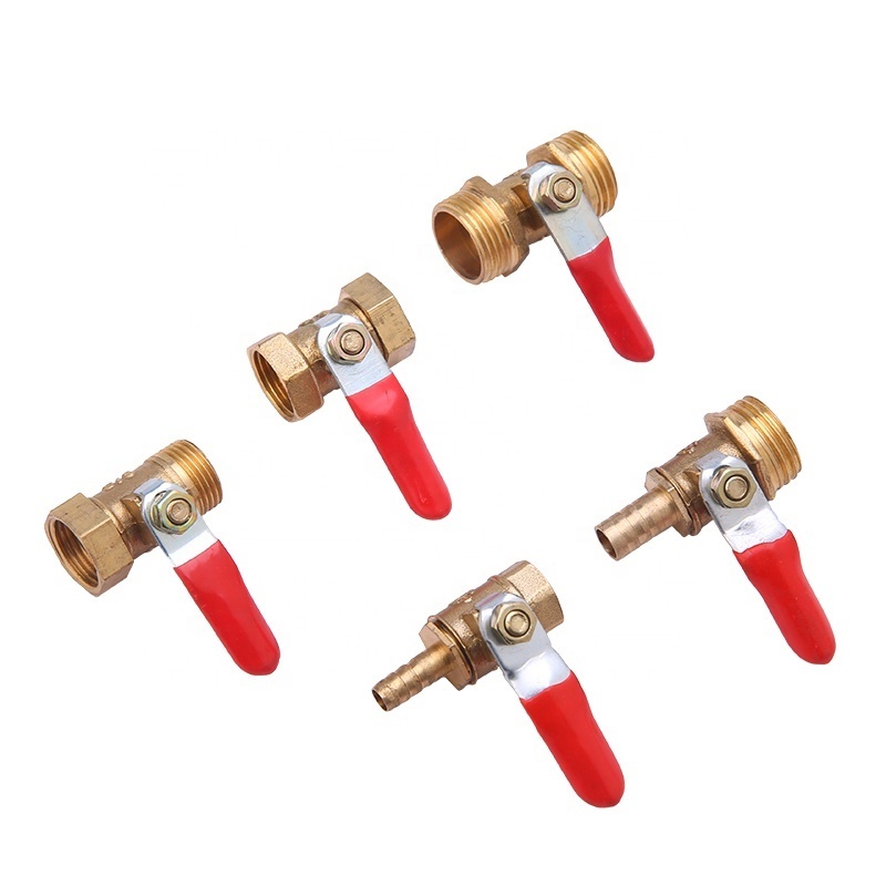 Brass Water Oil Air Gas Fuel Line Shutoff Ball Valve Pipe Fittings Pneumatic Connector Controller Handle 6-12MM Hose Barb Inline