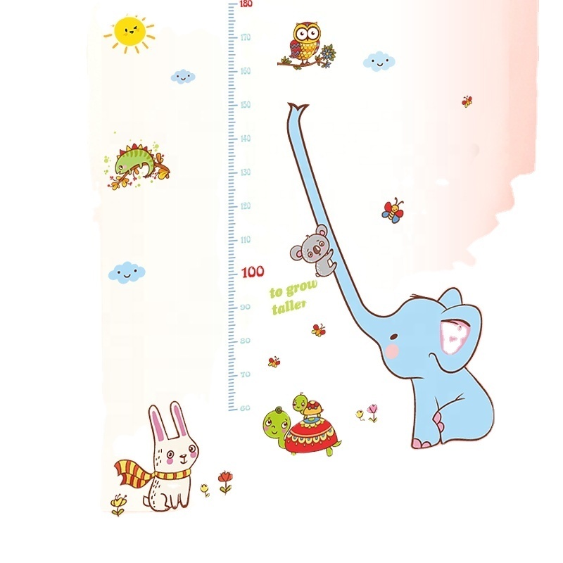 Long-nose elephant children room wall sticker cartoon wall stickers height measurement wall sticker