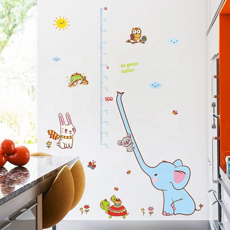 Long-nose elephant children room wall sticker cartoon wall stickers height measurement wall sticker