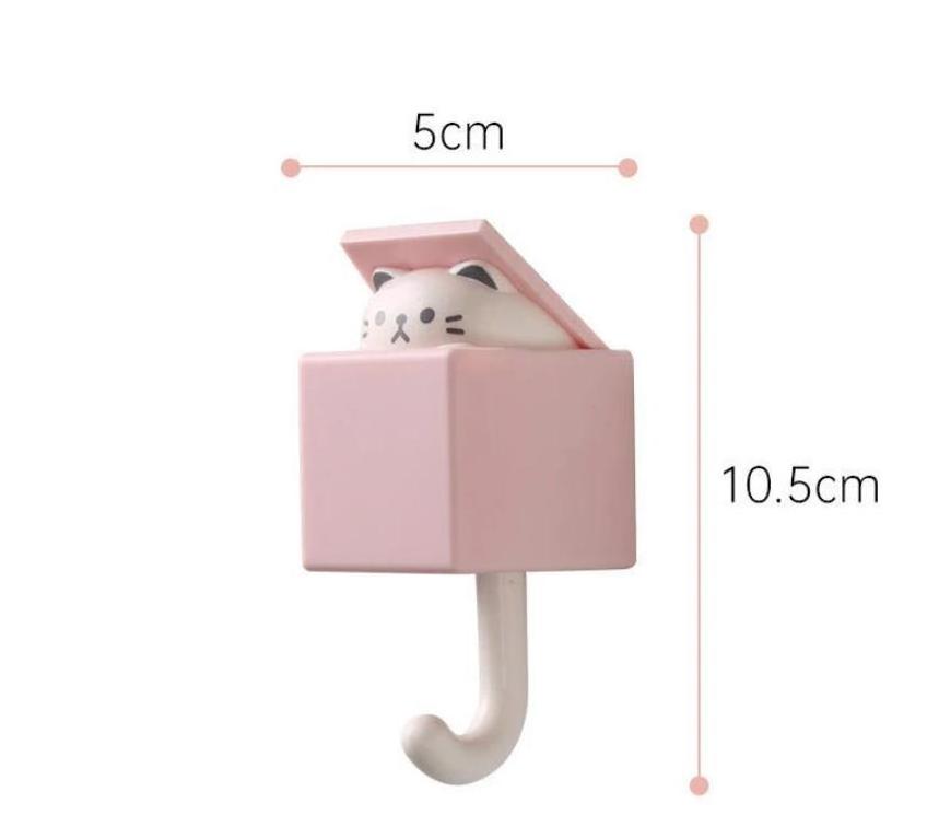 1/2PCS Cartoon Cat Hook Self Adhesive Dormitory Bedroom Door Hangers Hooks Key Umbrella Towel Coat Rack Wall Animal