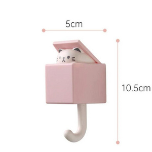 1/2PCS Cartoon Cat Hook Self Adhesive Dormitory Bedroom Door Hangers Hooks Key Umbrella Towel Coat Rack Wall Animal