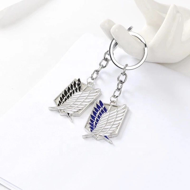 Attack On Titan Keychain Wings of Liberty Freedom Scouting Legion Eren Keyring Key Holder Chain Ring New Anime Jewelry Wholesale