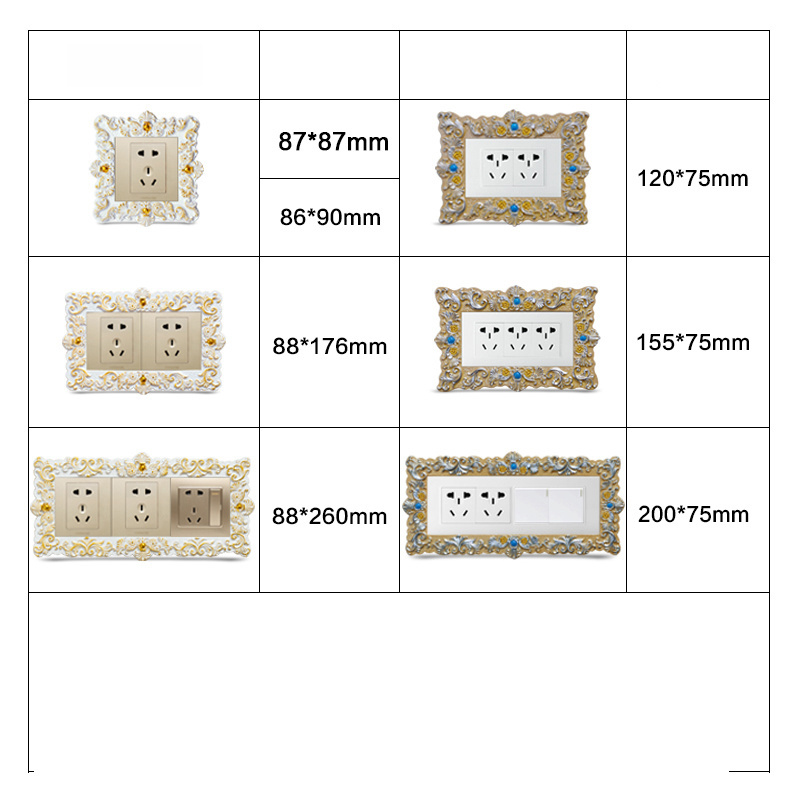 Switch Wall Stickers Protective Cover European Resin Creative Light Switch Panel Frame Wall Socket Decorative Sets