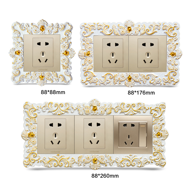 Switch Wall Stickers Protective Cover European Resin Creative Light Switch Panel Frame Wall Socket Decorative Sets