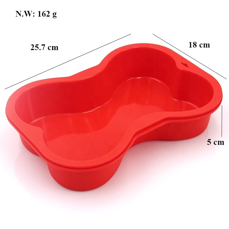 Amazon Hot Selling  Silicone Dog Bone Shape Cake Pan Baking Mold for Puppy Birthday Cake Mix Novelty