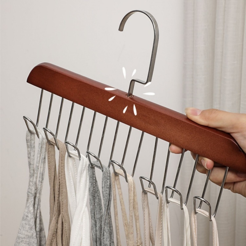 Multi-functional wooden clothes hanger hook closet drying home tie clothes hang dormitory belt