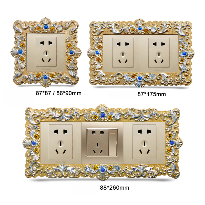 Switch Wall Stickers Protective Cover European Resin Creative Light Switch Panel Frame Wall Socket Decorative Sets