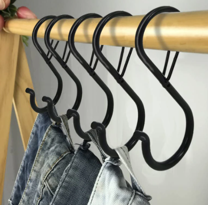 Metal S-Shape Hook Garden Hanging Clasp Kitchen Pot Rack Room Bags Clothes Towels Closet Rod S Hanger Hooks with Buckle