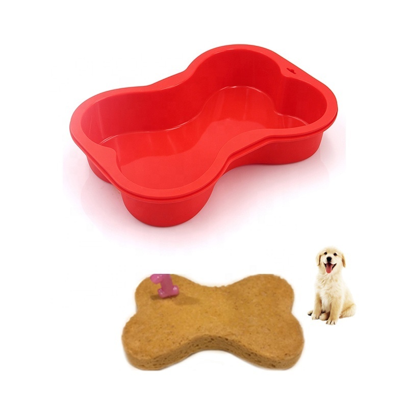 Amazon Hot Selling  Silicone Dog Bone Shape Cake Pan Baking Mold for Puppy Birthday Cake Mix Novelty