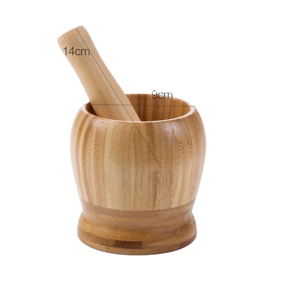 Bamboo Spice Crusher Garlic Grinder Foods Ginger Salt Pepper Mill Grinder Mortar And Pestle Set Kitchen Tool