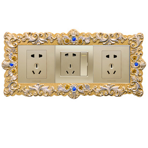 Switch Wall Stickers Protective Cover European Resin Creative Light Switch Panel Frame Wall Socket Decorative Sets