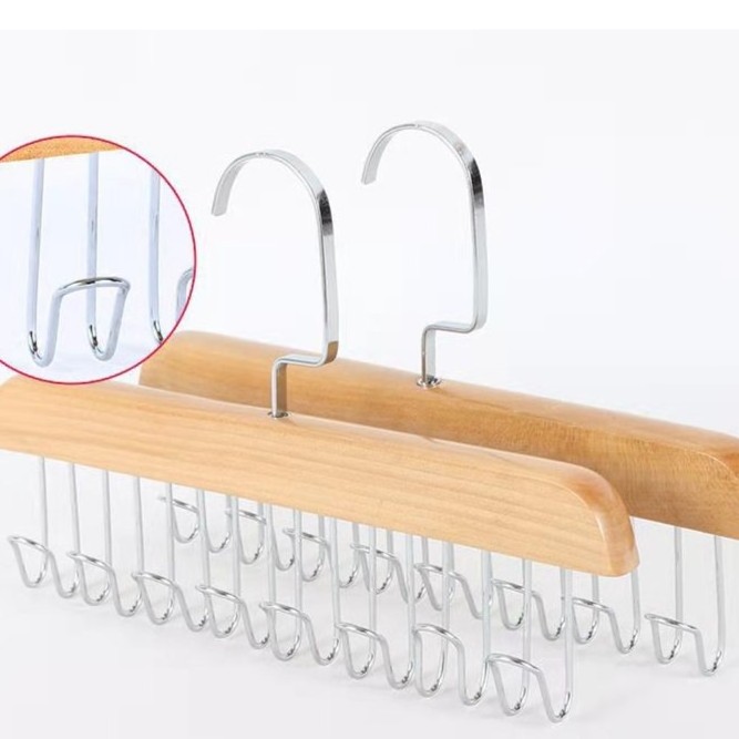 Multi-functional wooden clothes hanger hook closet drying home tie clothes hang dormitory belt