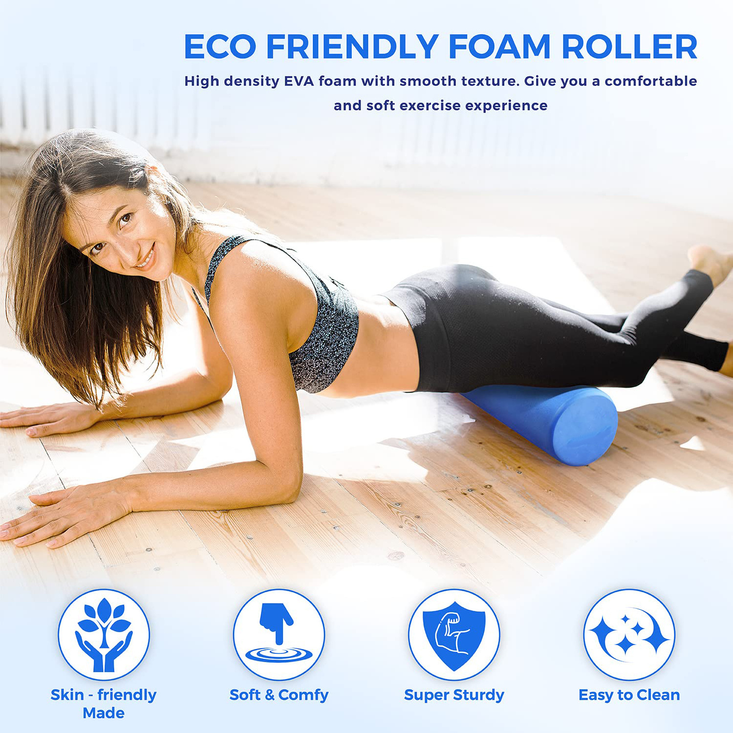 Free Sample custom logo Eva Fitness Foam Roller Exercise High Density Massage deep muscle Yoga Foam Rollers