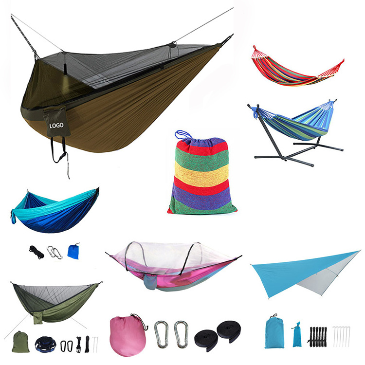 Hot selling outdoor portable parachute nylon camping hammok/hamock/hamak/hammock with tree strap