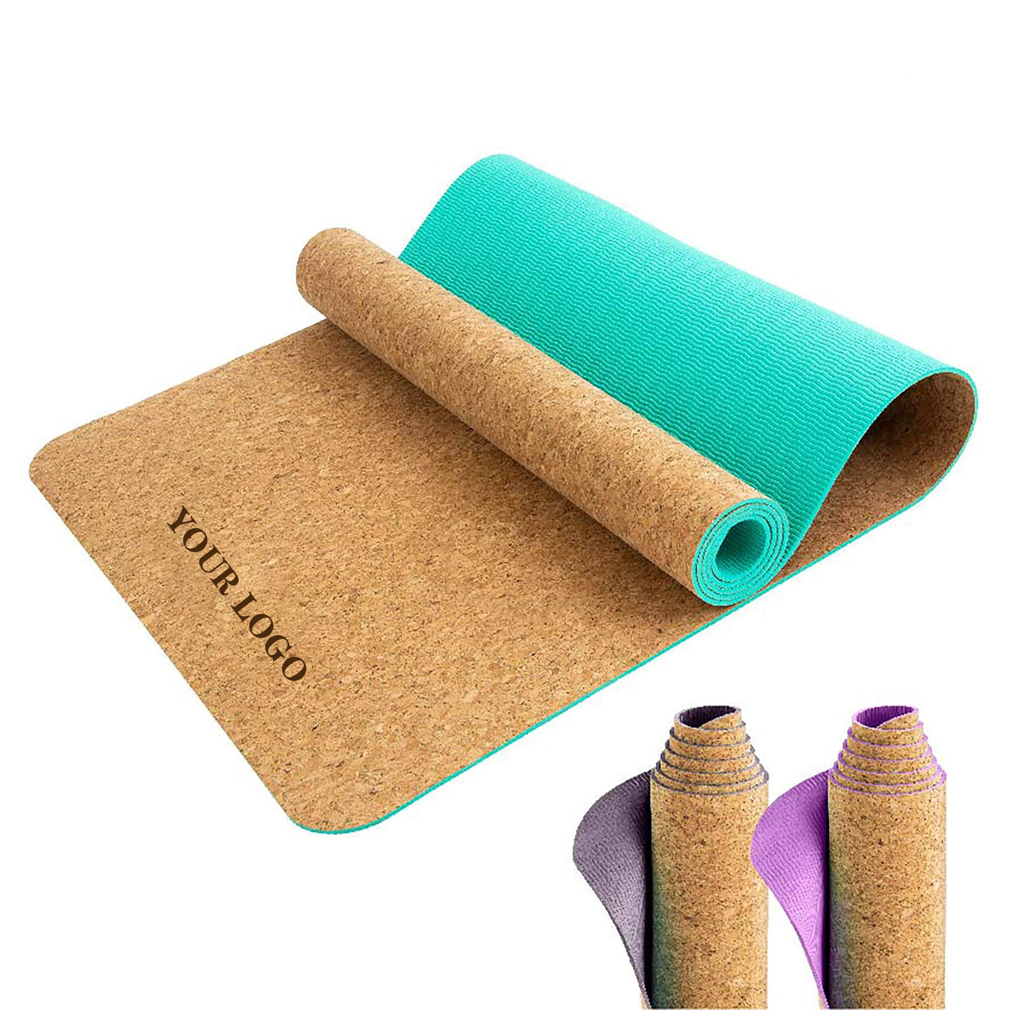 Hot Sale Custom Logo Printed Cork Durable Non Slip Eco-Friendly Yoga Mats Round Yoga Mat Set