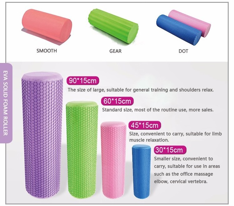 Free Sample custom logo Eva Fitness Foam Roller Exercise High Density Massage deep muscle Yoga Foam Rollers