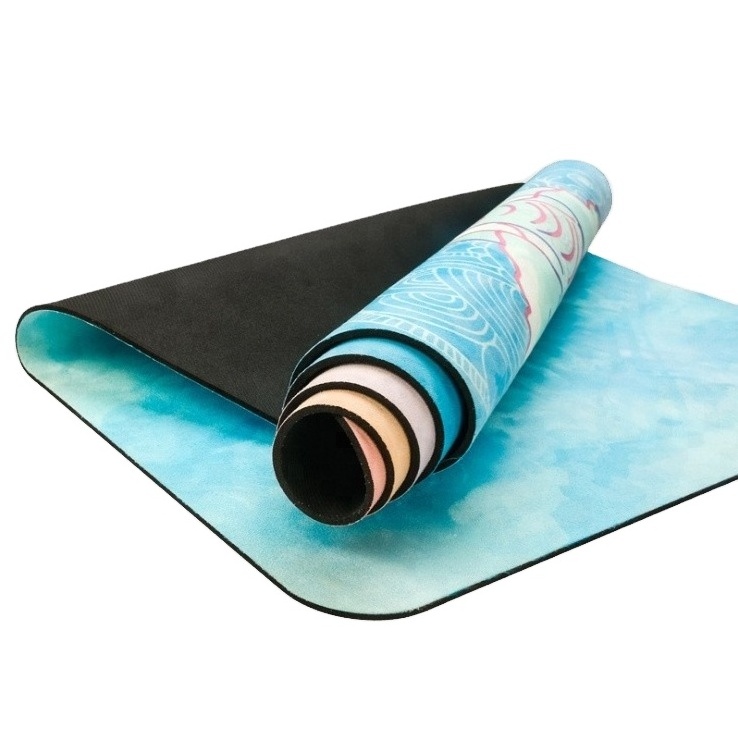 Hot Sale Custom Logo Printed Suede TPE Durable Non Slip Eco-Friendly Yoga Mats Round Yoga Mat Set